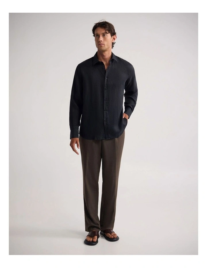 Cooper Ls French Linen Shirt in Black image 5