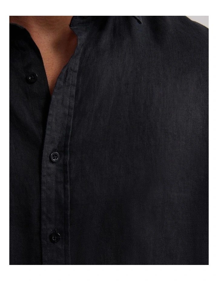Cooper Ls French Linen Shirt in Black image 6