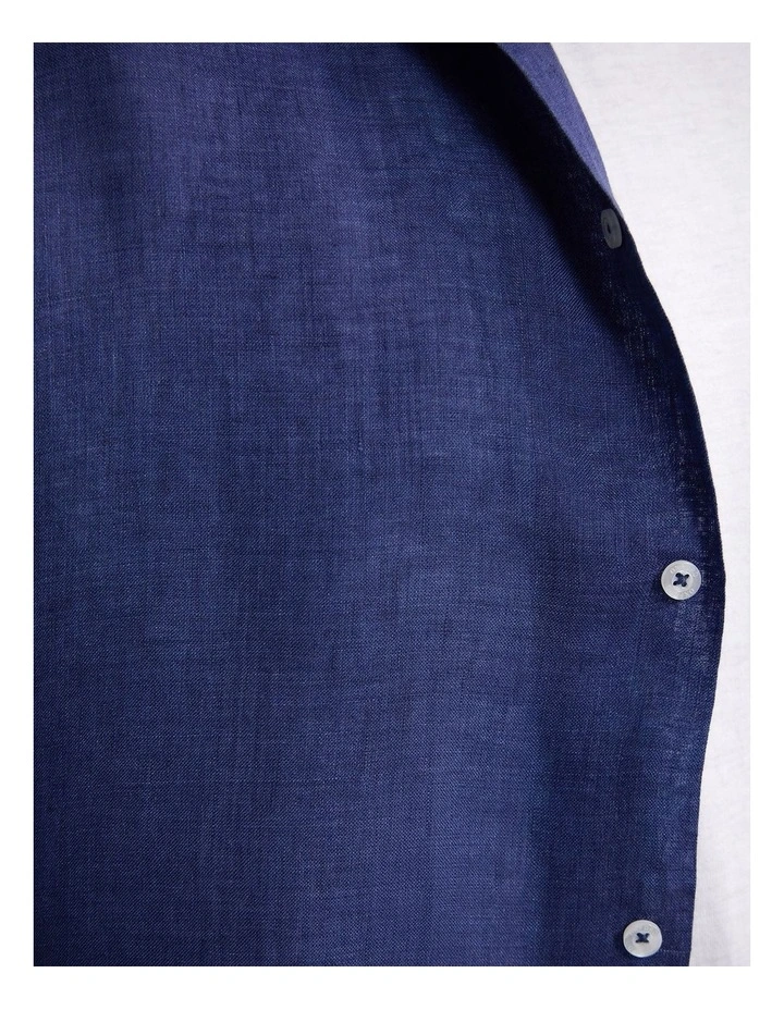 Griffin Delave Linen Short Sleeve Shirt in Denim Blue image 6