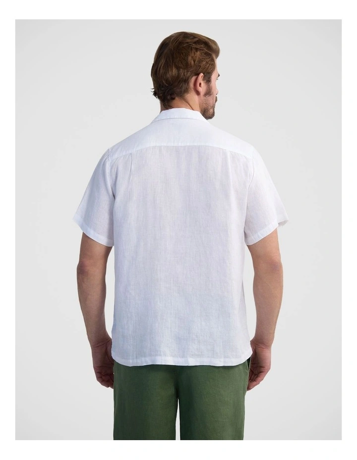 Griffin French Linen Short Sleeve Shirt in White image 2