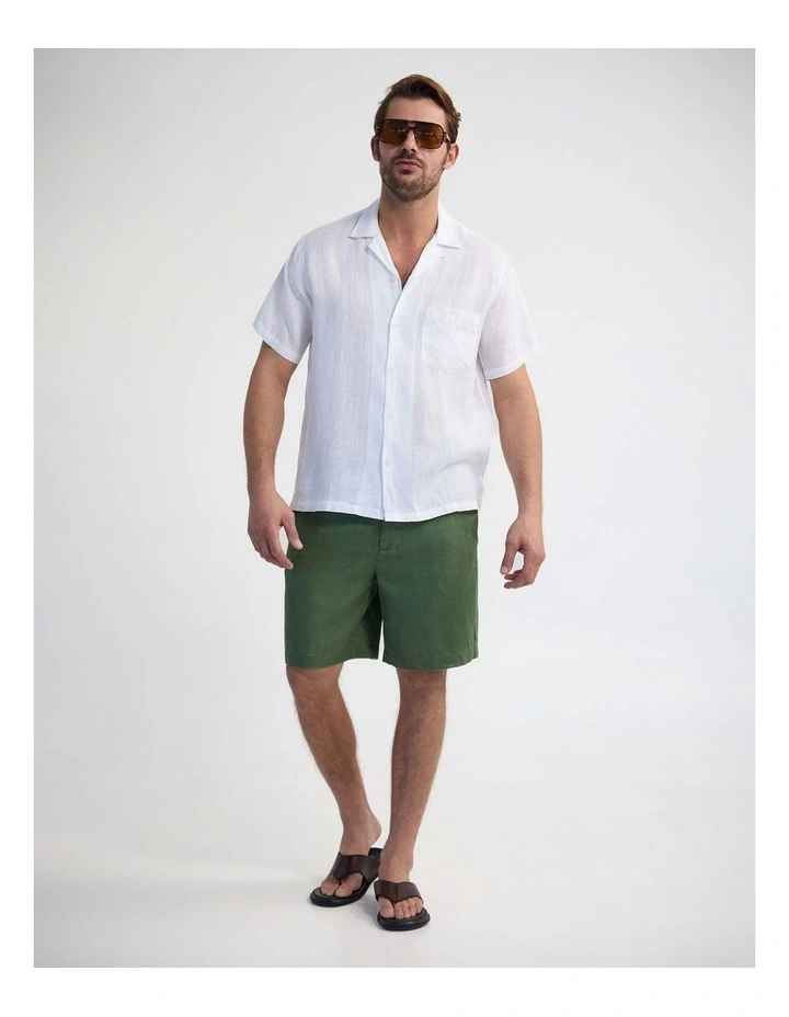 Griffin French Linen Short Sleeve Shirt in White image 5