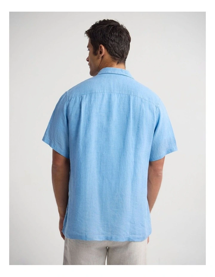 Griffin Delave Linen Short Sleeve Shirt in Sky image 2