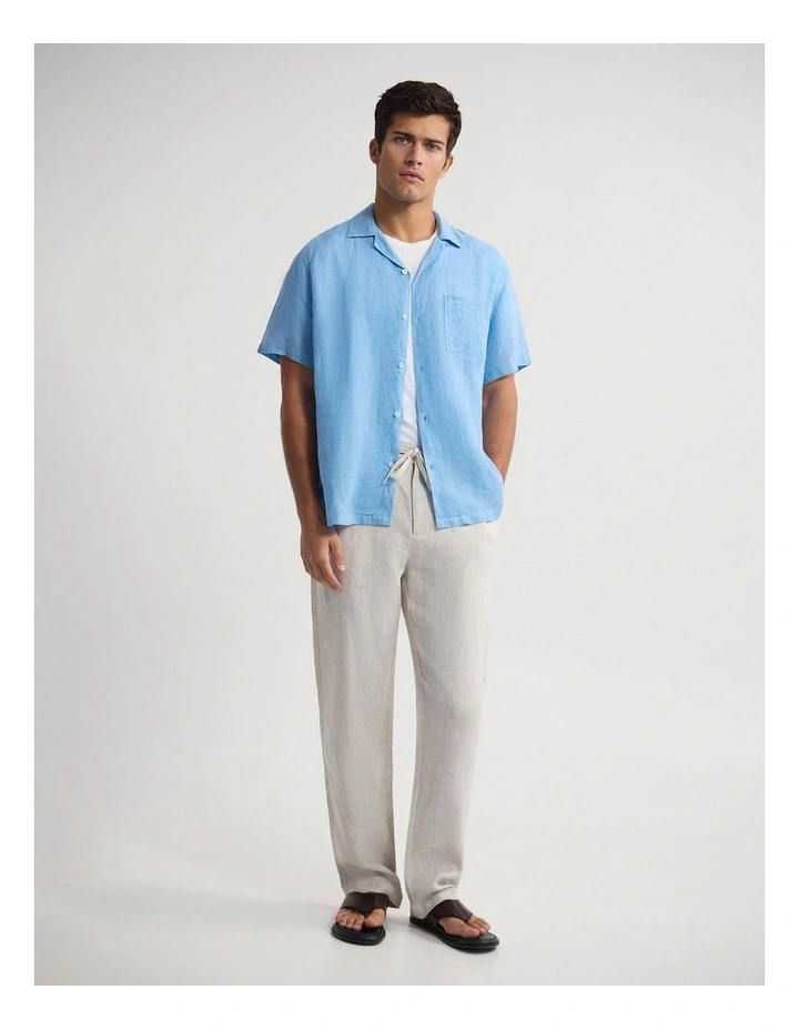 Griffin Delave Linen Short Sleeve Shirt in Sky image 5