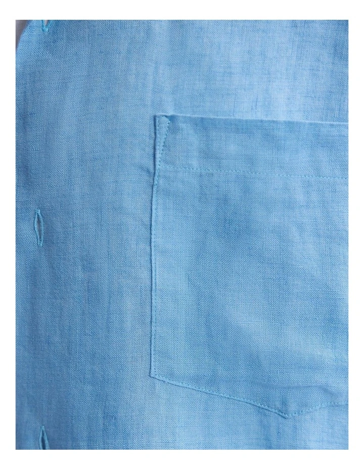 Griffin Delave Linen Short Sleeve Shirt in Sky image 6
