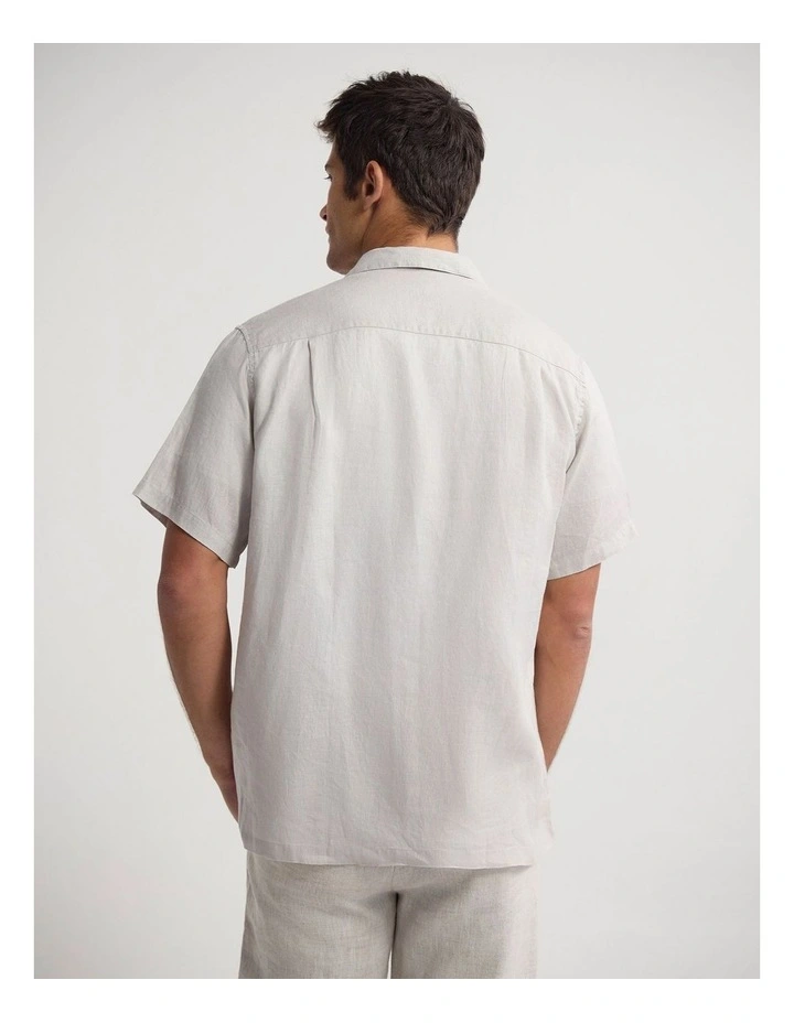 Griffin French Linen Short Sleeve Shirt in Stone image 2