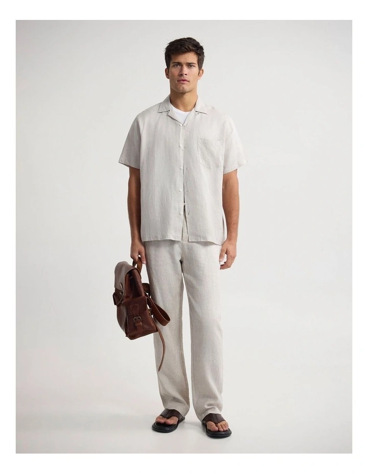 Griffin French Linen Short Sleeve Shirt in Stone image 5