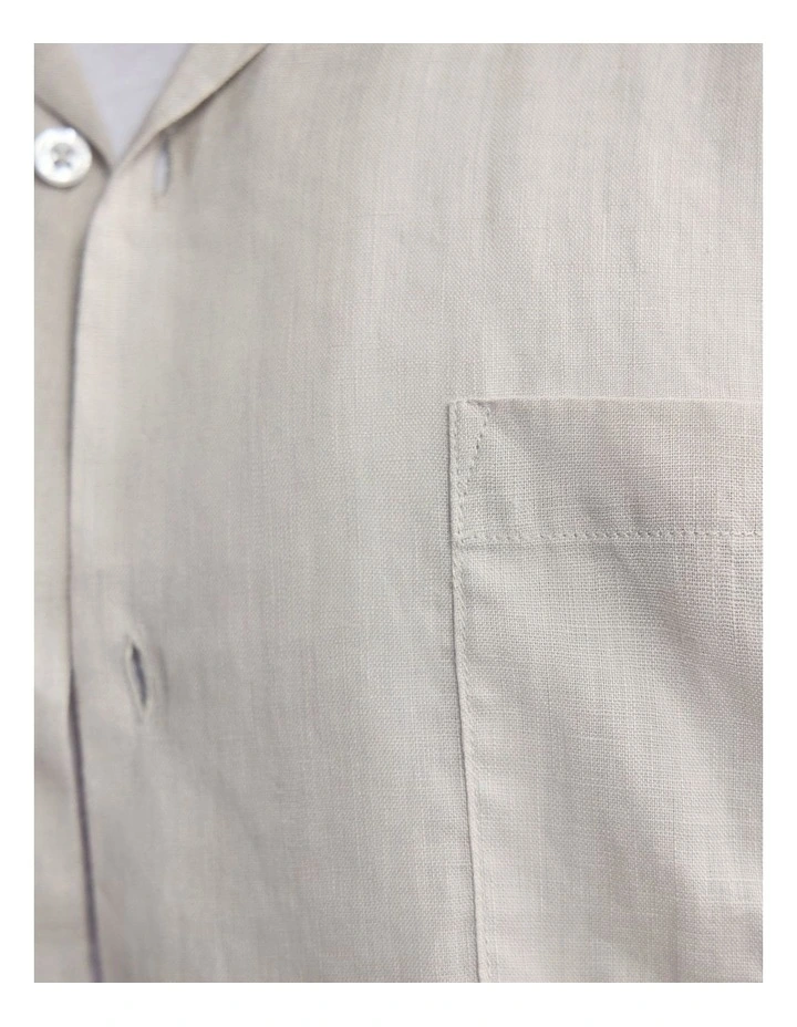 Griffin French Linen Short Sleeve Shirt in Stone image 6