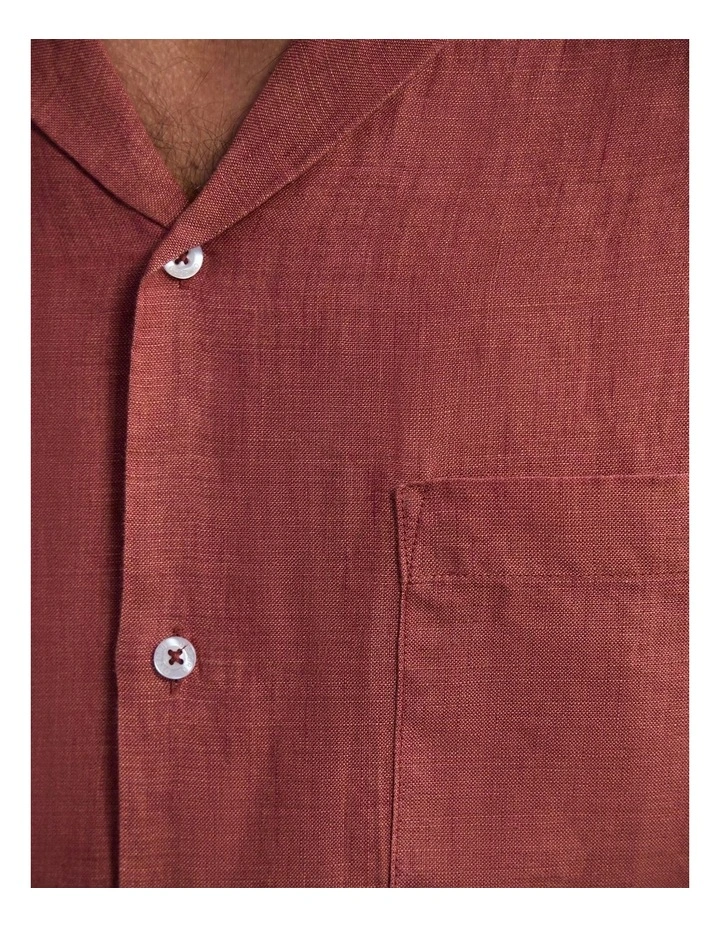 Griffin Delave Linen Short Sleeve Shirt in Terracotta image 6