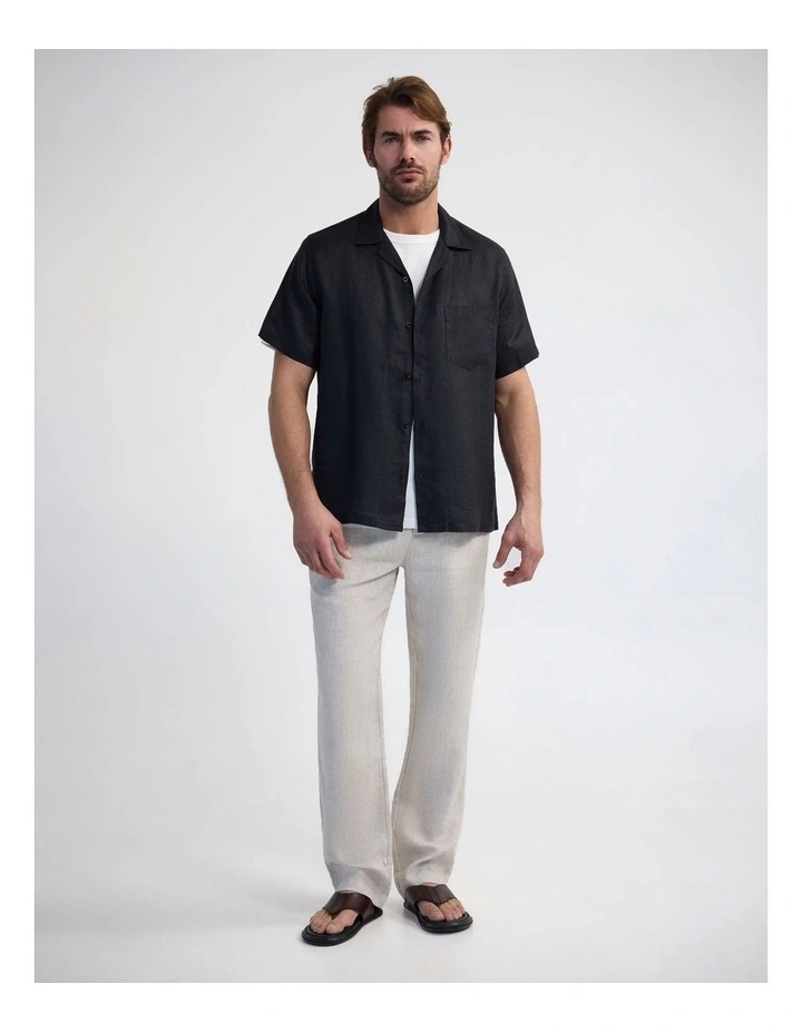 Griffin French Linen Short Sleeve Shirt in Black image 5