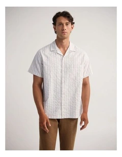 Griffin Striped Short Sleeve Shirt in Beige
