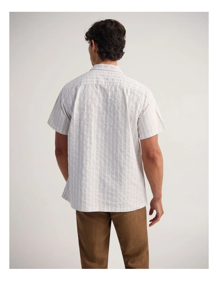 Griffin Striped Short Sleeve Shirt in Beige image 2
