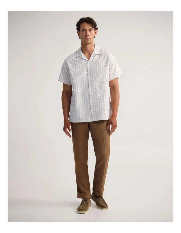 Griffin Striped Short Sleeve Shirt in Beige image 5