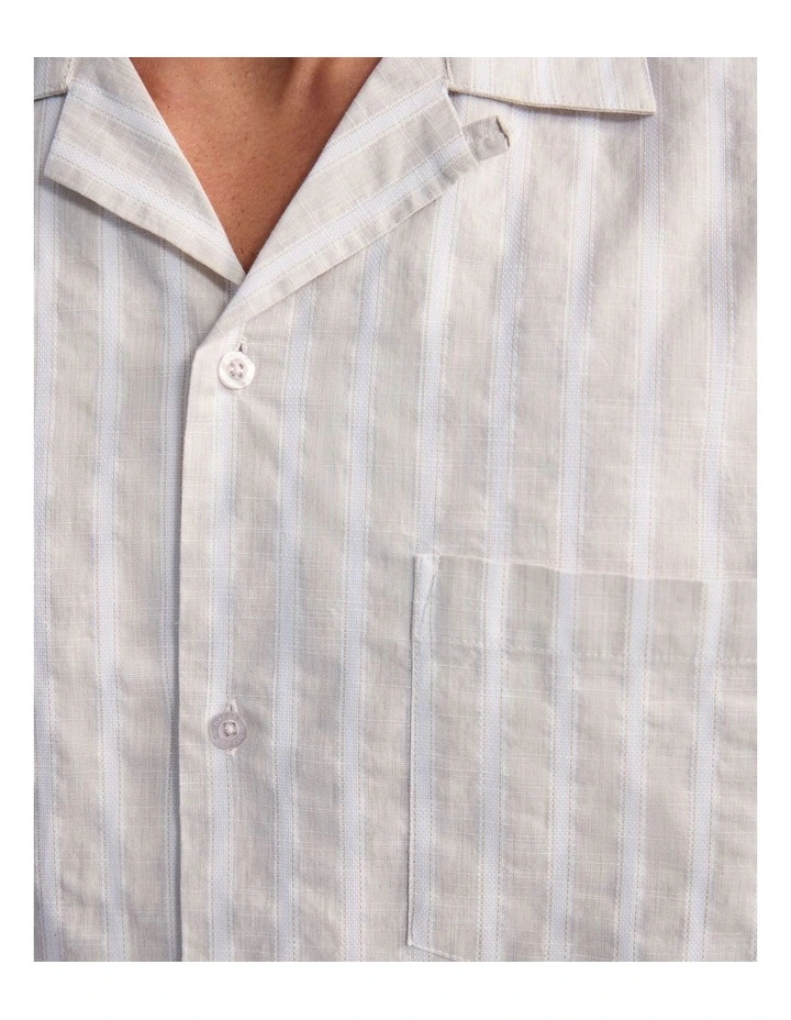 Griffin Striped Short Sleeve Shirt in Beige image 6