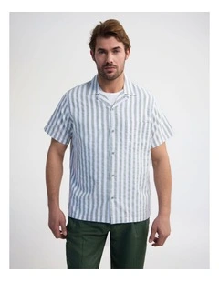 Griffin Striped Short Sleeve Shirt in Green