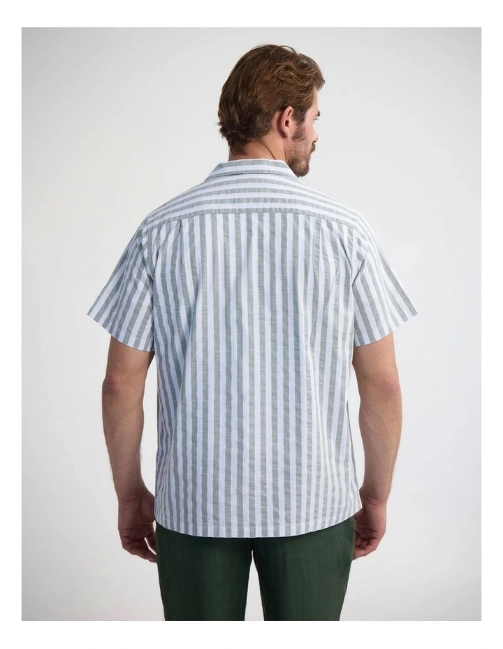 Griffin Striped Short Sleeve Shirt in Green image 2