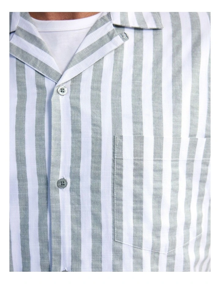 Griffin Striped Short Sleeve Shirt in Green image 6