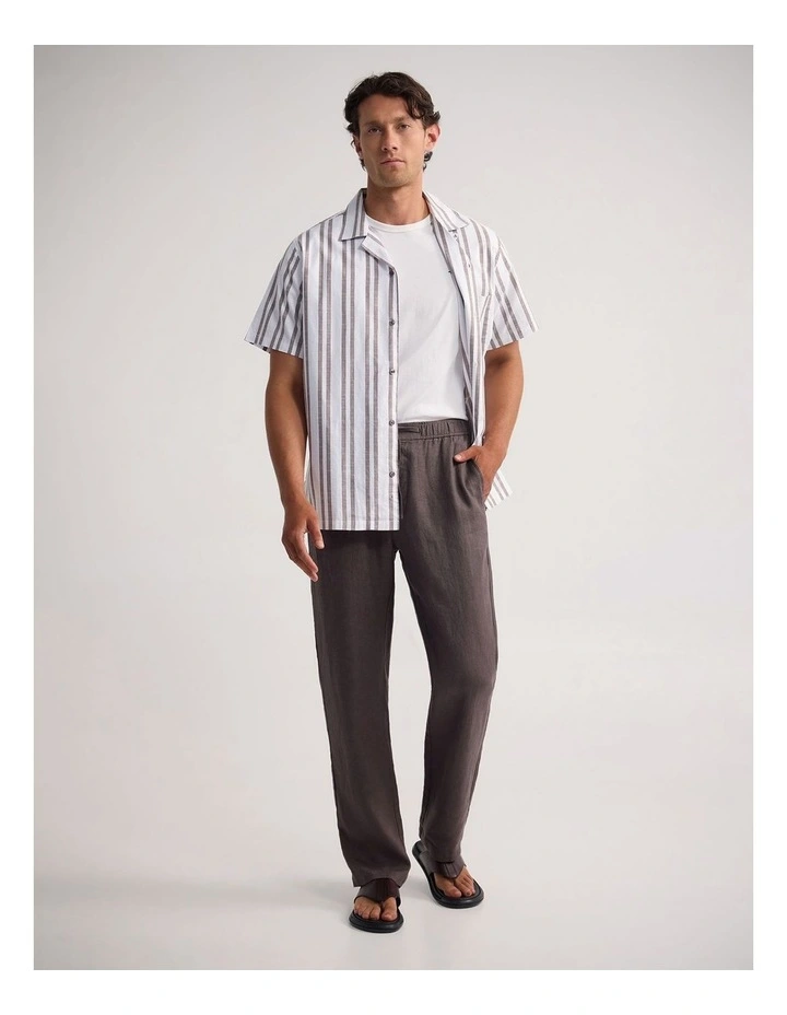 Griffin Striped Short Sleeve Shirt in Brown image 5