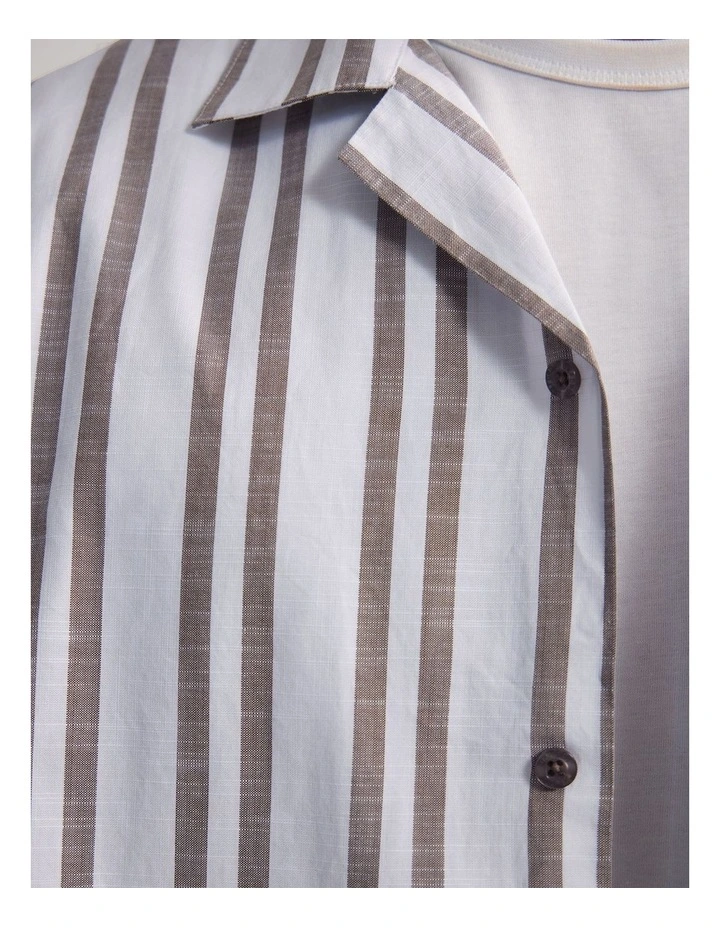 Griffin Striped Short Sleeve Shirt in Brown image 6