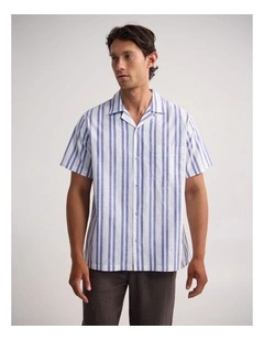Griffin Striped Short Sleeve Shirt in Blue