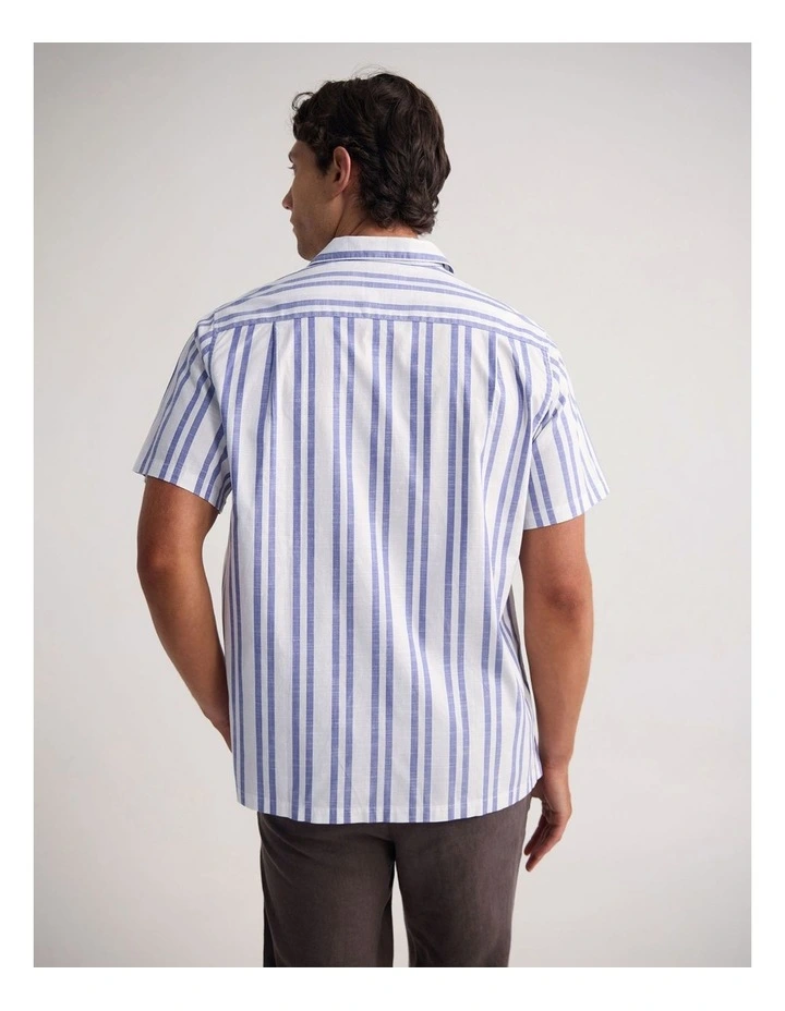 Griffin Striped Short Sleeve Shirt in Blue image 2