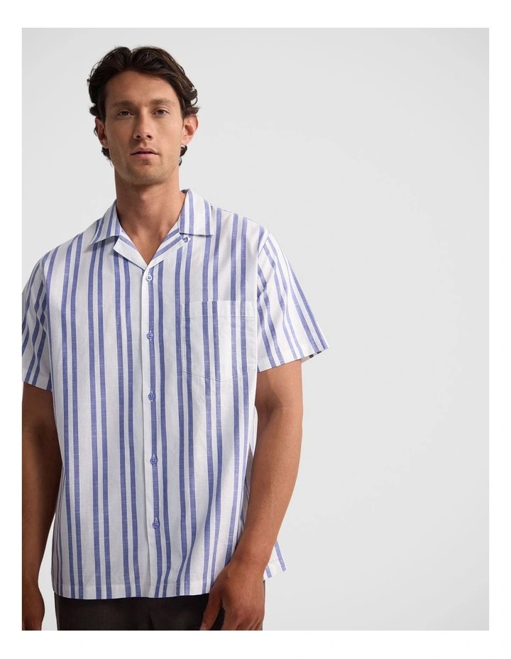 Griffin Striped Short Sleeve Shirt in Blue image 4