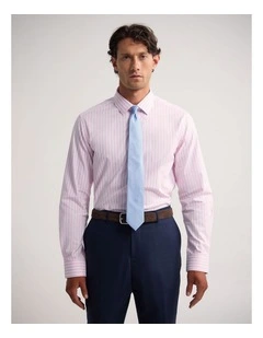 Beckton Slim Fit Cotton Shirt in Pink Stripe