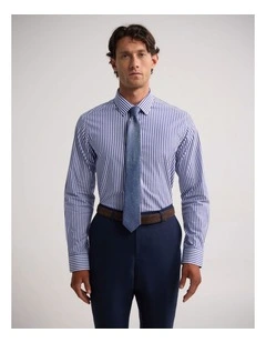 Beckton Slim Fit Cotton Shirt in Blue Stripe