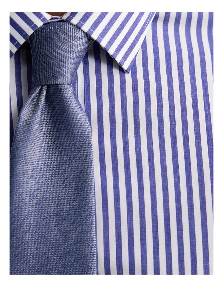 Beckton Slim Fit Cotton Shirt in Blue Stripe image 6