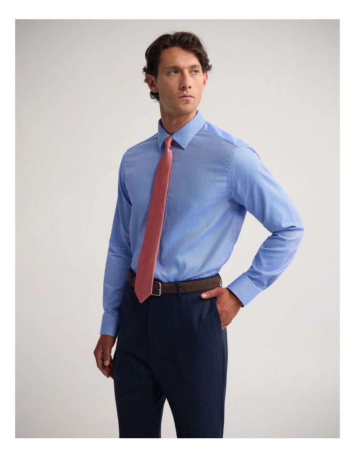 Beckton Slim Fit Cotton Shirt in Blue/White image 3