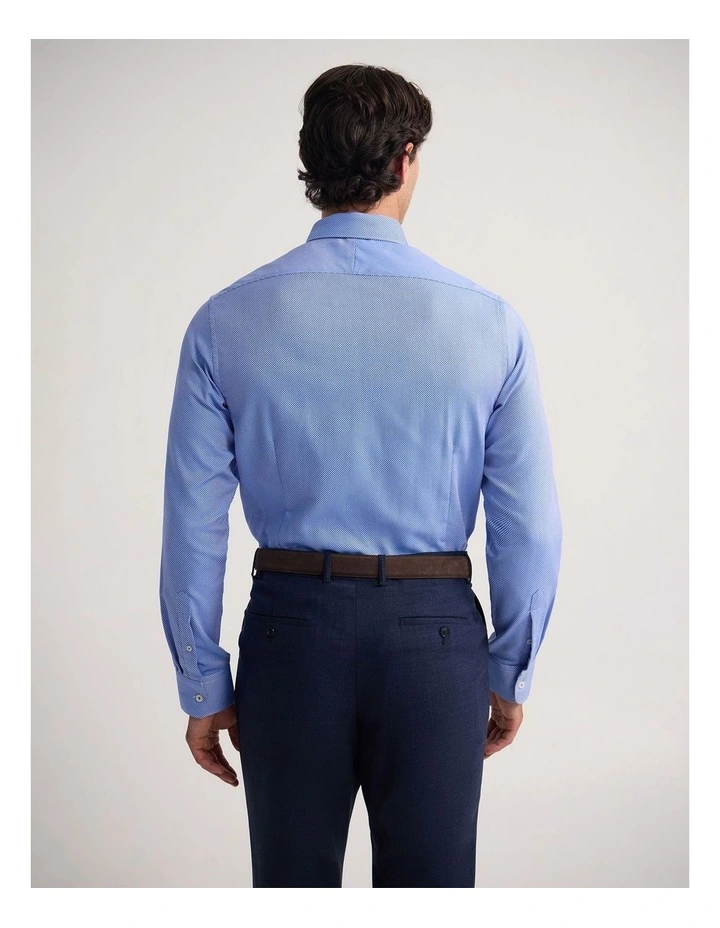 Beckton Slim Fit Cotton Shirt in Blue/White image 4