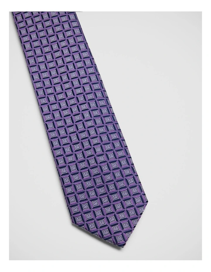 Lavi Pyramid Silk 7Cm Tie in Purple image 2