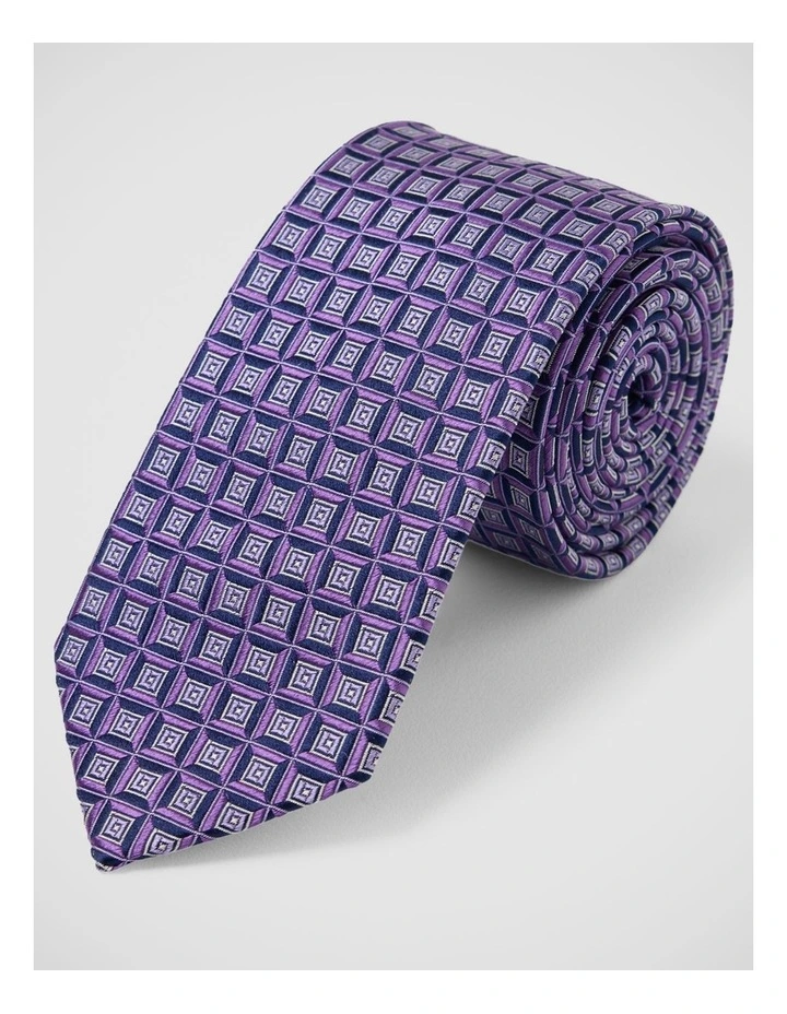 Lavi Pyramid Silk 7Cm Tie in Purple image 4