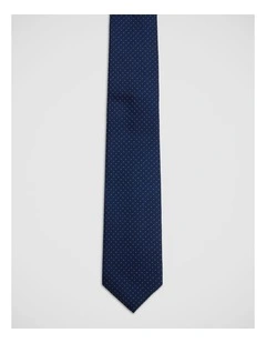 Sheldon Spot Silk 7Cm Tie in Navy/White