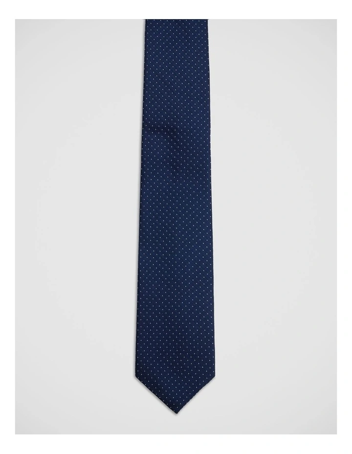 Sheldon Spot Silk 7Cm Tie in Navy/White image 1