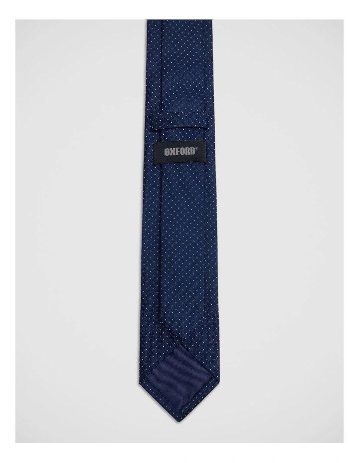 Sheldon Spot Silk 7Cm Tie in Navy/White image 3
