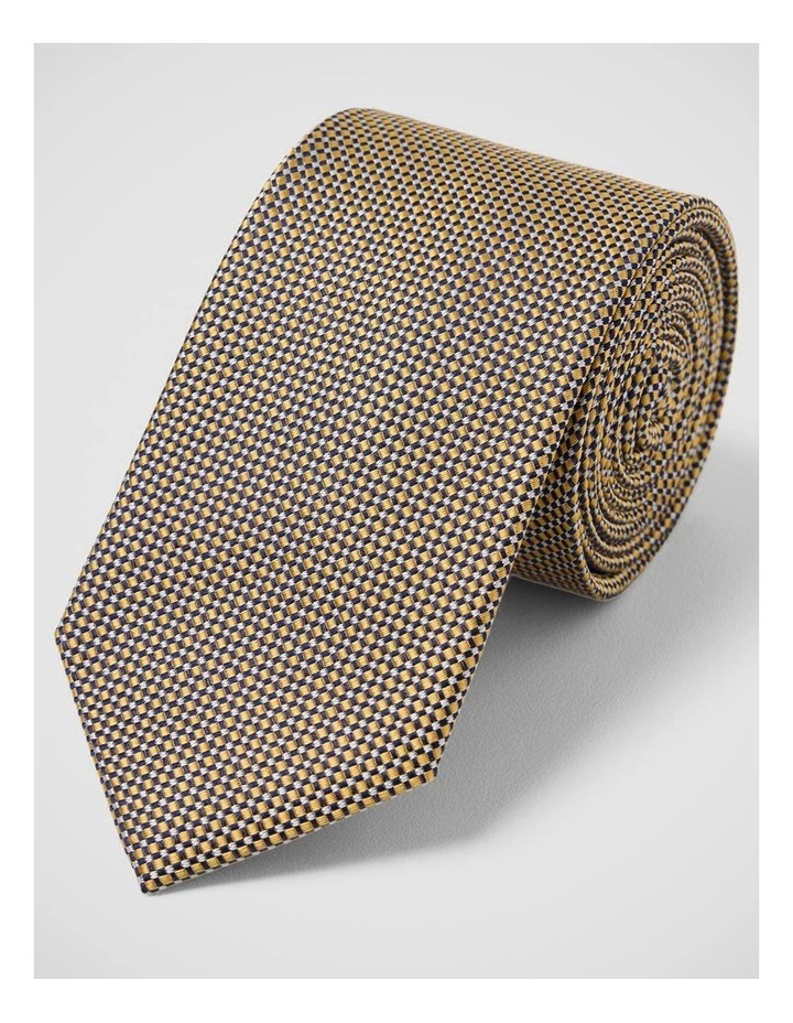Julius Lattice Silk 7Cm Tie in Yellow image 4