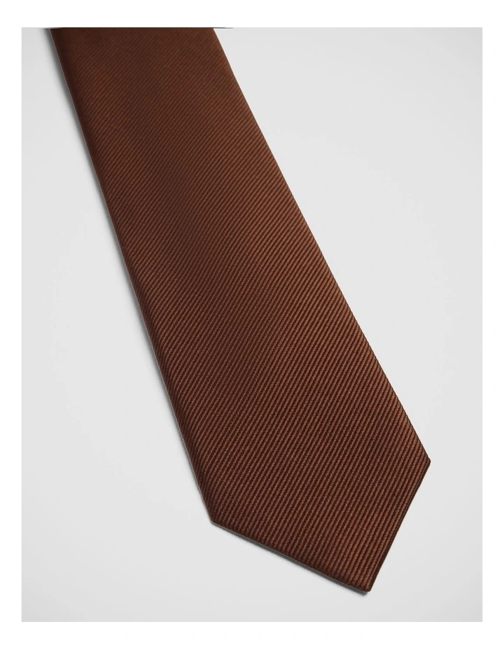 Elmer Stripe Silk 7Cm Tie in Coco image 2