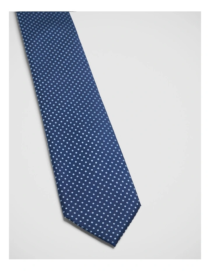 Ambrose Spot Silk 7Cm Tie in Navy/Blue image 2