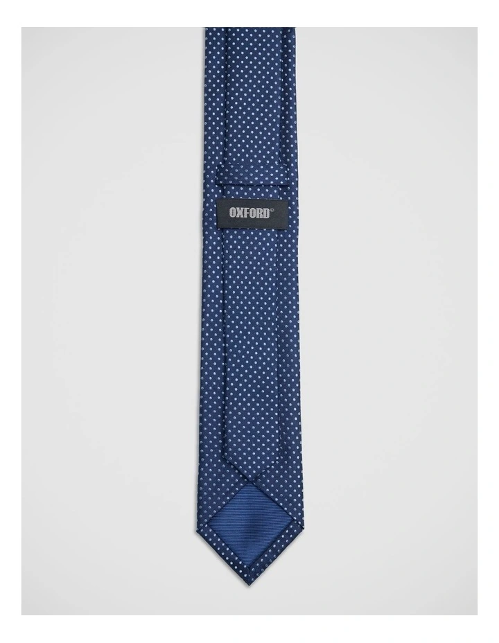 Ambrose Spot Silk 7Cm Tie in Navy/Blue image 3
