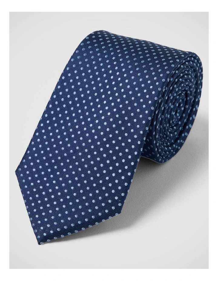 Ambrose Spot Silk 7Cm Tie in Navy/Blue image 4