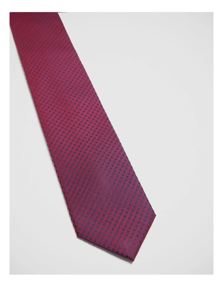 Ambrose Spot Silk 7Cm Tie in Red/Navy image 2