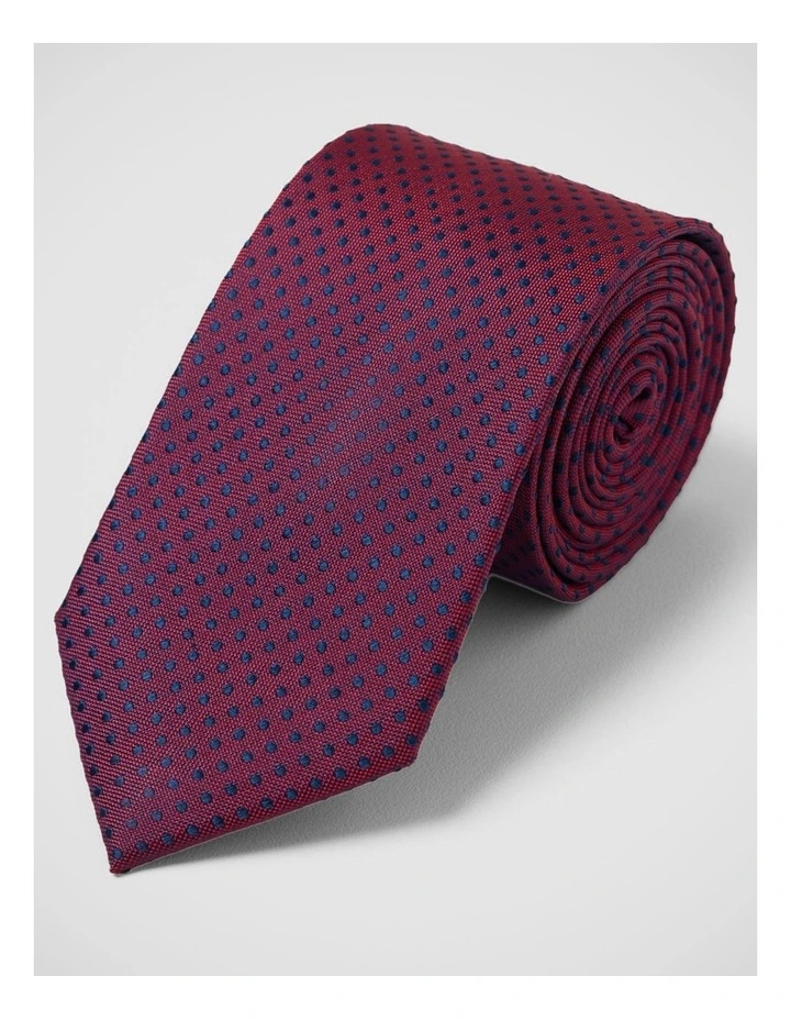 Ambrose Spot Silk 7Cm Tie in Red/Navy image 4