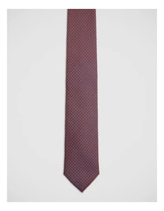 Ambrose Spot Silk 7Cm Tie in Tobacco/Navy