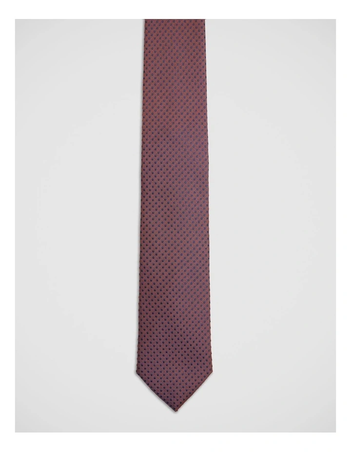 Ambrose Spot Silk 7Cm Tie in Tobacco/Navy image 1
