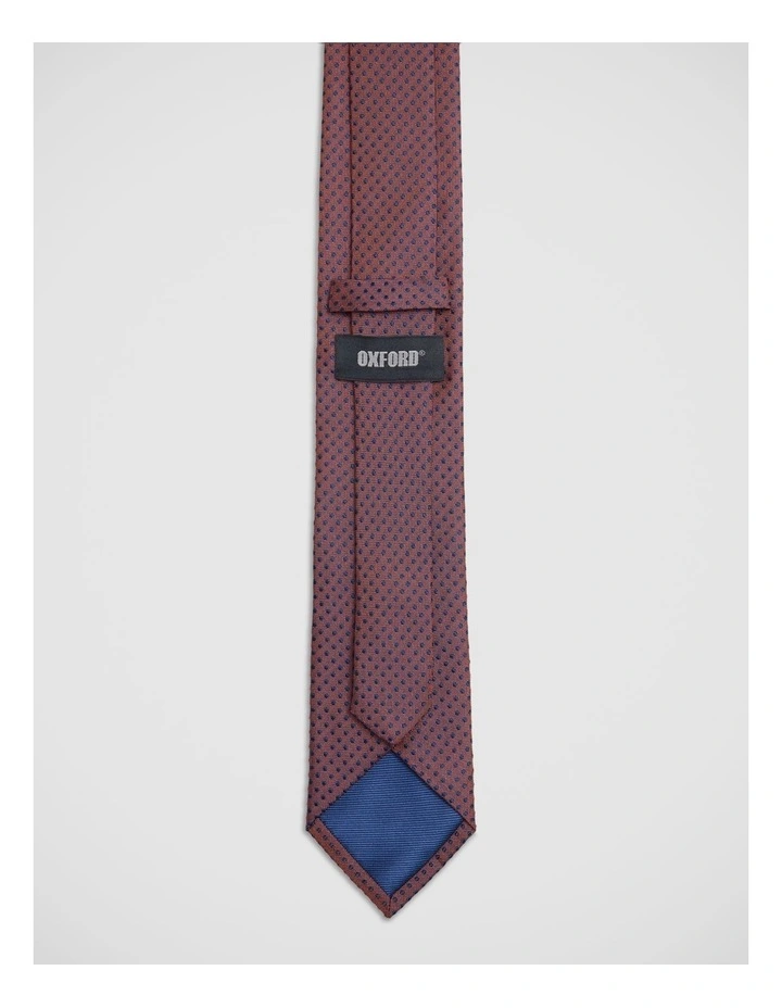 Ambrose Spot Silk 7Cm Tie in Tobacco/Navy image 3