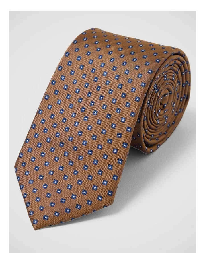 Xavier Silk 7Cm Tie in Copper/Blue image 4