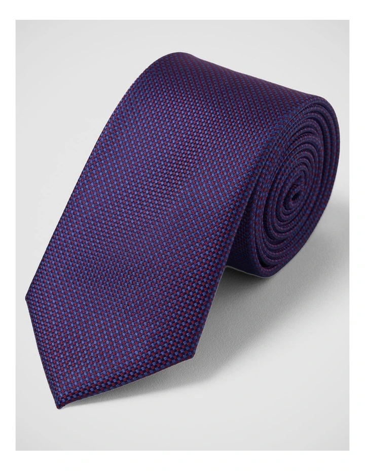 Soren Grid Silk 7Cm Tie in Blue/Red image 4