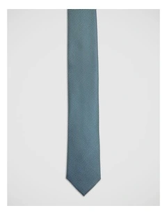 Soren Grid Silk 7Cm Tie in Green/Cream
