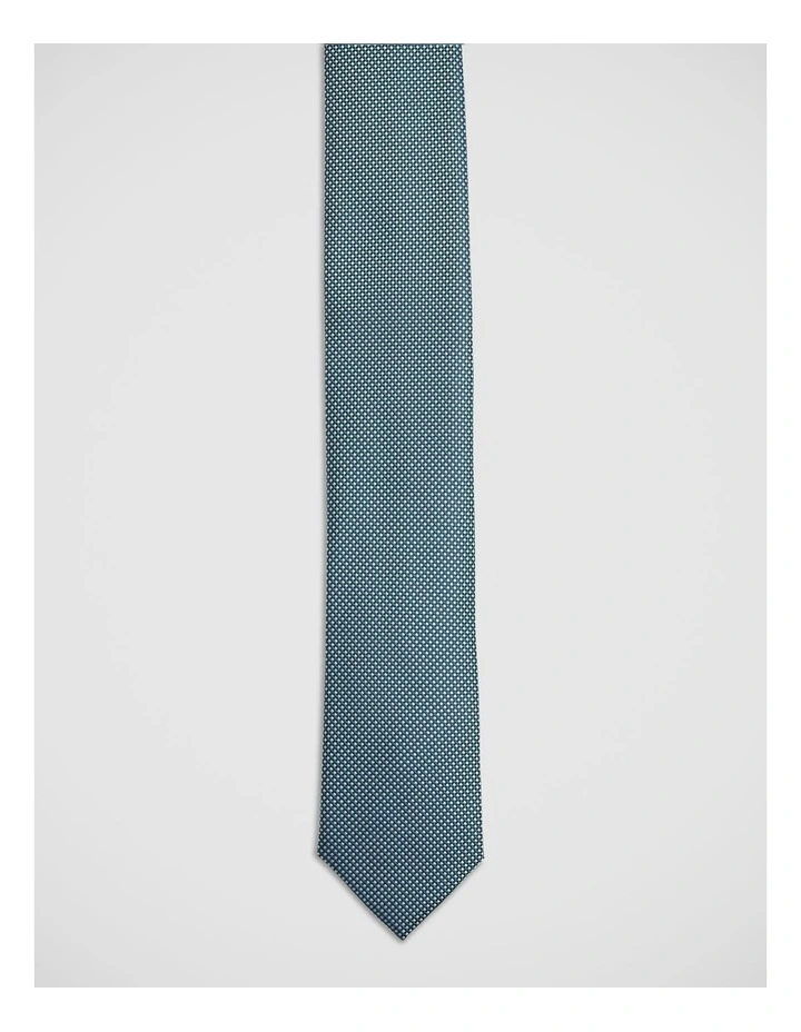 Soren Grid Silk 7Cm Tie in Green/Cream image 1