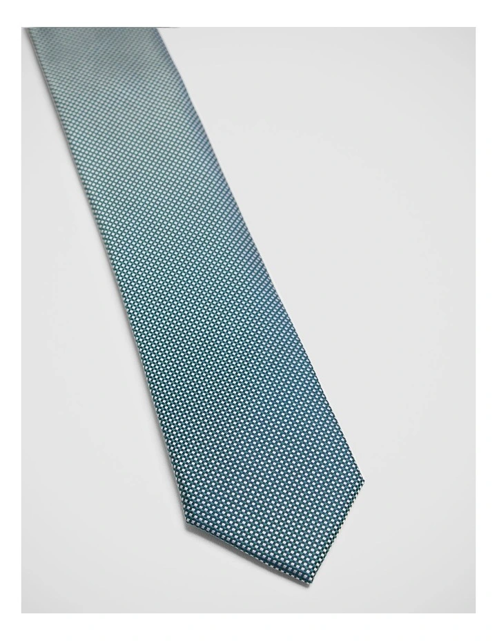 Soren Grid Silk 7Cm Tie in Green/Cream image 2